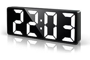 Lafocuse Reloj Despertador Digital, 6.7" LED Despertador Números Grande por USB/Batería con Temperatura, Fecha, Snooze, Brillo Ajustable, 12/24 Horas, Reloj Mesita de Noche Sobremesa, Blanco