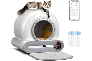 OGNGINT Katzenklo Selbstreinigend,mit Sicherheitsschutz Automatic Cat Litter Box,Selbstreinigende Katzentoilette für Mehrkatzenhaushalte,XXL-Größe,Geruchsisolierung und APP-Steuerung mit Matte