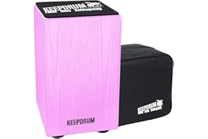 keepdrum DC1M PK Junior Cajon für Kinder Trommel-Hocker in Pink Rosa + Tasche +Sitz Pad