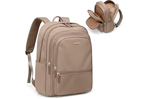GOLF SUPAGS Grande Mochila Ordenador Portatil de 15.6 Pulgadas, Mochila Multifuncional de Viaje con Compartimento para Portátil, Mochila Escolares Trabajo para Mujer (Champán)
