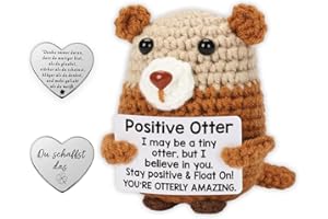 Glamifyr Positive Otter,Pocket Hug Otter Positive,Lustige Positive Otter,Otter Kuscheltier,Kreative Strickwolle Positive Otter Puppe,für Freunde,Familie,Co-Worker,Mutmacher Geschenk