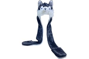 JK Home Kids Teens Hat Gloves Scarf Set Cartoon Fleece 3 in 1 Party Animal Hats Scarf Mitten Gloves with Pockets Warm Plush Hoodie Earflap Beanie