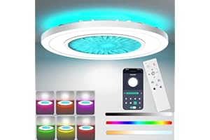 WOWSPEED Plafonnier LED RGB Dimmable, 28W Plafonnier à Changement de Couleur avec Télécommande, 3000LM Lampe Plafond 3000K-6500K, IP20 Led Rond Luminaire Plafonnier pour Chambre à Coucher, Chambre D'enfant