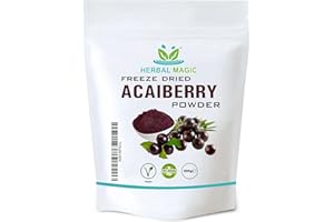 Herbal Magic's Freeze Dried Acai Berry Powder - Wild-harvested - Delicious Smoothies, Puddings and Dessert- Free from Fillers & Preservatives-200g (Pack of 1)
