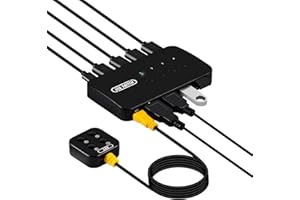 DGODRT USB Switch Selector 4 Port, USB Switcher Box 4 in 4 Out for 4 Computers Sharing 4 USB Devices Keyboard Mouse Printer Scanner, with Desktop Controller and Cables