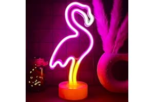 NIWWIN Flamingo neón, neón LED decorado lámparas de mesa, lámparas de noche con batería/USB, decoración de habitaciones infantiles, Decoraciones festivas, decoración de bodas de fiesta.
