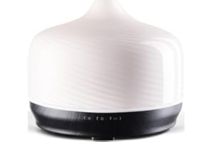 Porseme Diffusore di aromi, 500 ml, diffusore di vetro soffiato a mano, per oli essenziali, umidificatore a ultrasuoni, silenzioso, 7 tipi di colori di luce LED, ultime 15-21 ore, senza BPA per