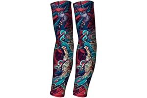 GIVBRO Fake Tattoo Sleeves Arm Cover Temporary Fake Slip On Sun Block Sleevelet for Men Women Outdoor Activity Clothing Accessories