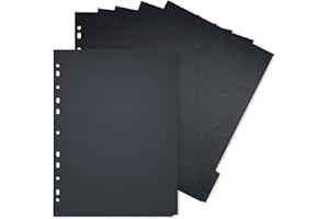 DY.2ten 10 Fogli Divisori Raccoglitori ad Anelli A4,11-fori Nero Filler Pagine Divisorio Pagina Indice Tab, per Scuola o Ufficio, A4 Cartoncini Separatori per Raccoglitori ad Anelli