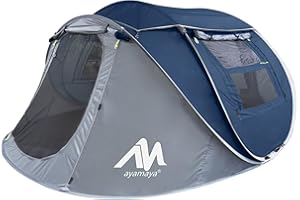 AYAMAYA Tente pop-up pour 3 à 4 personnes avec grande fenêtre de toit, tente de plage automatique, 4 personnes, étanche, tente de plage, tente de festival, tente à montage rapide pour l'extérieur, le camping,