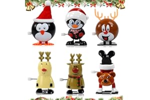 Kleemeiero 6 Stück Aufziehspielzeug Weihnachten Weihnachts-Aufziehspielzeug Uhrwerk Lauf Springspielzeug Figur Uhrwerk Spielzeug Aufziehfigur Adventskalender kleinigkeiten für Kinder Erwachsene