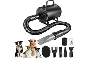 AUTOFU Blower Hundefön Sehr Leise, 3500W Hundetrockner- Haartrockner Hunde Föhne - Hundepflege-Trockner-Gebläse - Tierfön mit 4 Düsen und Schlauch, Einstellbare Geschwindigkeit und Temperatur