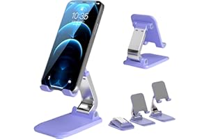 gaochong Soporte de Móvil y Tablet de Mesa Ajustable Multiángulo, Soporte de Escritorio Plegable con Almohadilla de Silicona Antideslizante，para Teléfono iPhone 14, Huawei, Samsung, Xiaomi