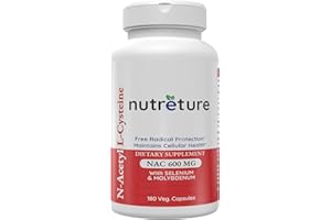Liver Support & Repair NAC Supplement – Organic NAC N-Acetyl-Cysteine 600Mg., Selenium 25Mcg & Molybdenum 50Mcg – Formulated to Help Liver Detox, Kidney Function, & Lung Health by Nutreture, 180 Caps