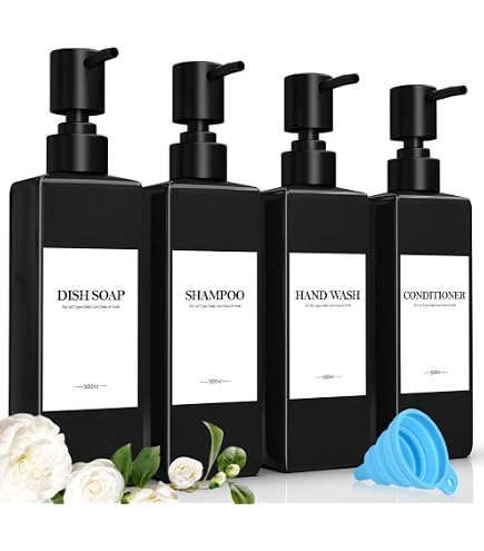 3pcs500ml Dispenser da bagno Bottiglie dispenser per shampoo e balsamo Bottiglie riutilizzabili per lozione Tipo pressa Bottiglia Accessori per il bagno  15