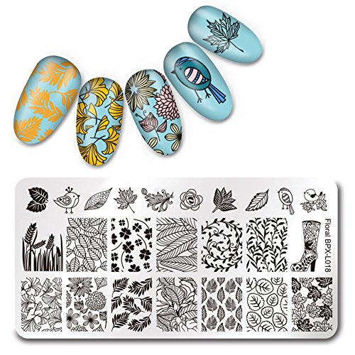 Born Pretty 1 Pc Template Stamping Plate Rectangle Pattern Floral Manicure Nail Art Image Plate BPX-L018