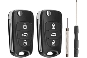 KEYQUEEN 2 PCS 3 Buttons Car Key Case Replacement for Hyundai i20 i30 i35 iX20 iX35 and for Kia Ceed Soul Sportage Venga Remote Control Folding Car Key Shell Case include Removal Tool