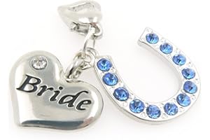 Occasions Emporium Bride Heart and Crystal Horseshoe Garter Charm