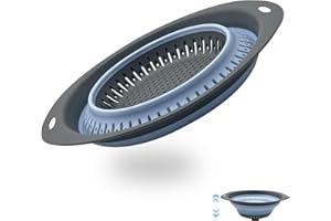 QILUCKY Passoire Pliable en Silicone pour Cuisine - Pâtes, Évier, Lavabo - Panier de Vidange Elliptique