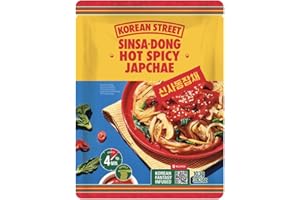 KOREAN STREET Sinsadong Japchae coreano picante: Fideos de cristal bajos en calorías - Despierta tus papilas con un toque picante - Fácil de cocinar y delicioso (1 paquete)