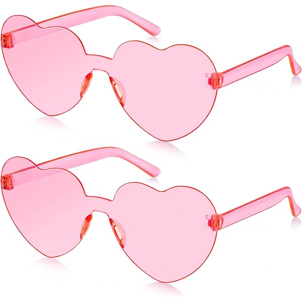 2 occhiali da sole a forma di cuore, per San Valentino, colore rosso, accessorio per costume hippie, a forma di cuore, per feste di compleanno, spiaggia, carnevale