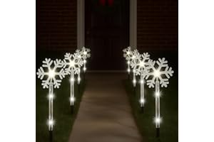 Just for Christmas Pathway Lights - 8-Pack Battery-Operated Pre-Lit Snowflake Christmas Lights W/a Timer Function & 24 White LEDs - Perfect for Christmas Decorations