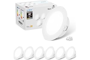 LVWIT LED Downlight Ceiling,6W Ultra Slim LED Recessed Ceiling Spot Lights,6500K Cool White Spotlights Ceiling Lights for Bathroom Kitchen Living Room,Non-Dimmable,660LM,6 Pack