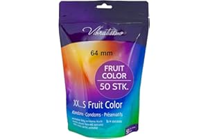 ‎VIBRATISSIMO VIBRATISSIMO Kondome Fruit Color 50er Pack I gefühlsecht & extra feucht I for Men I Beutel wiederverschließbar I Bunte I hauchzart I b=64mm
