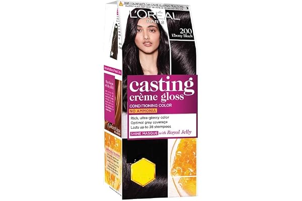 L'Oreal Paris Casting Creme Gloss Small Pack Hair Colour Cream, 200 Ebony Black, 21G+ 24 Ml