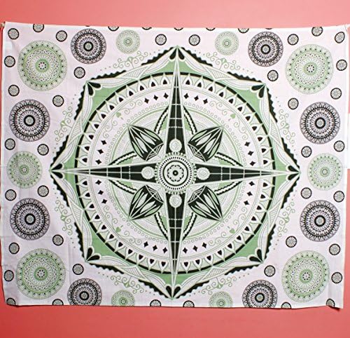 Mandala Decor Hippie compass wall hanging throw tapestry green