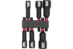 DAKCOS Juego de 6 llaves de vaso, 6-13 mm, juego de adaptadores de vaso hexagonal, apto para herramientas de mango de destornillador eléctrico, CR-V