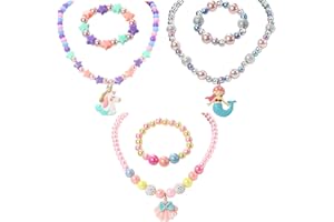 Pinkgarden Juego de Joyas para Niñas - 3 Juegos de Collar y Pulsera - Regalo y Vestir