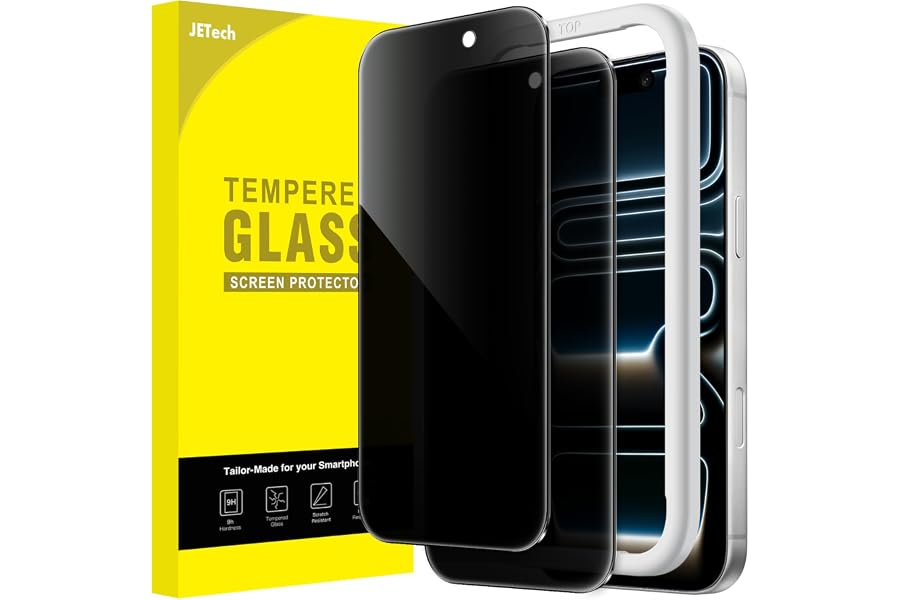 JETech Pellicola Privacy per iPhone 17 Pro, 2 Pezzi | Protezione Anti-Spia, Vetro Temperato, Strumento Installazione Facile, 