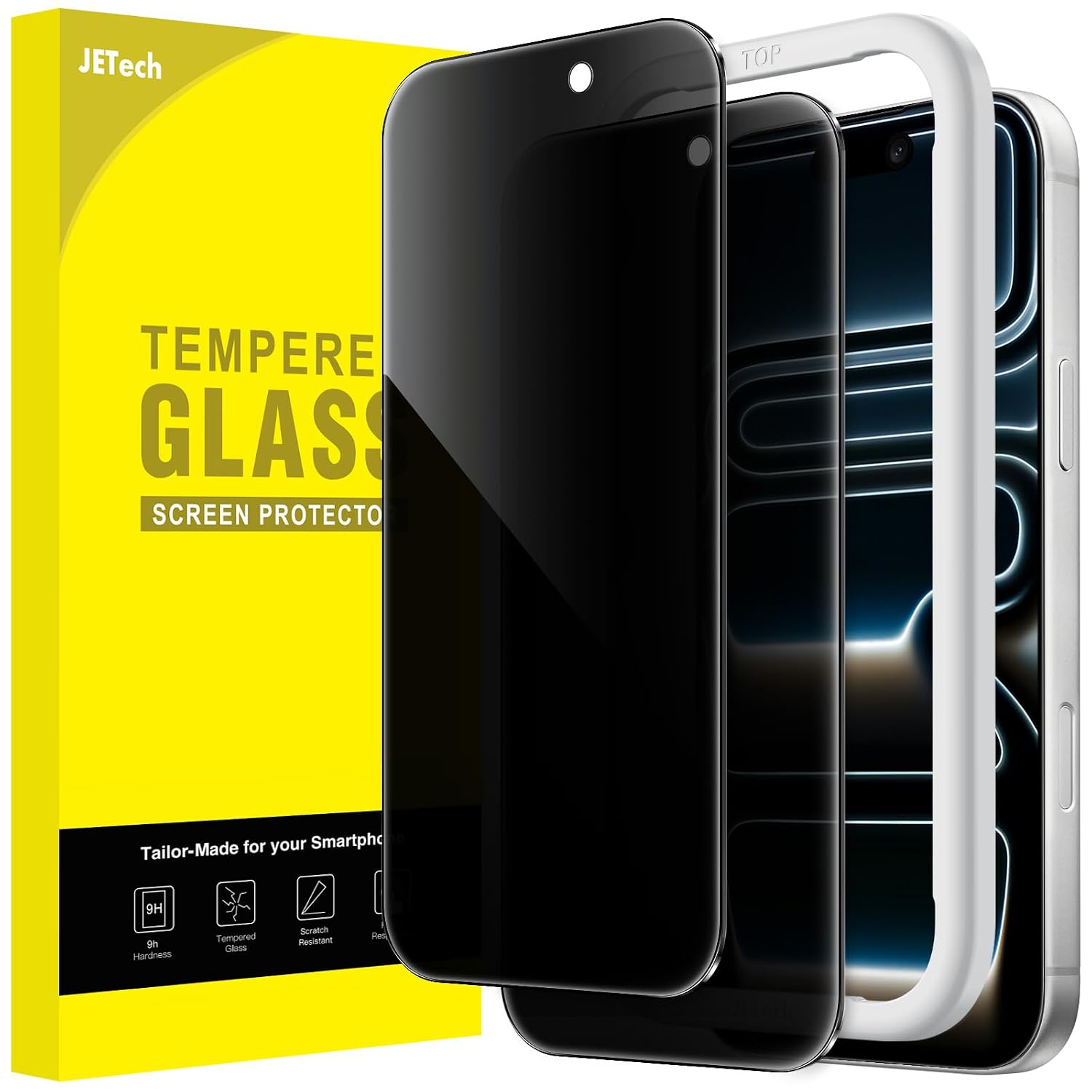 JETech Privacy Pellicola Protettiva per iPhone 17 Pro 6,3 Pollici, Anti-Spy Vetro Temperato Film con Strumento di Installazione Facile, Pacco da 2
