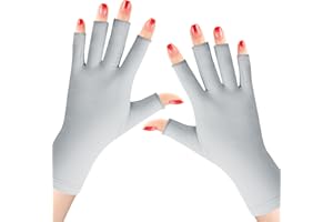 Subay UV Gloves for Gel Manicures UPF50+ Fingerless UV Light Gloves for Gel Nails,UV Nails Gloves Manicure Gloves UV Protection Gloves, Grey