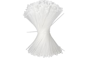 QIMEI-SHOP 500 Pièces Collier de Serrage Blanc 200 x 2,5 mm Attache Câble Plastique Serre Câbles Électriques pour Cable Management Jardinage