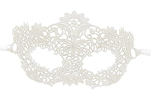 THE LACE MASK CO. Luxury Women's Venetian Lace Masquerade Prom Halloween Carnival Mask Ball (All White)