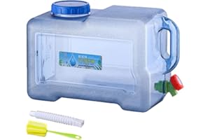 RUYI Bidon d'eau avec robinet et couvercle à visser, sans BPA, réservoir d'eau potable, portable avec poignée, pour caravane, pique-nique, randonnée, bleu transparent