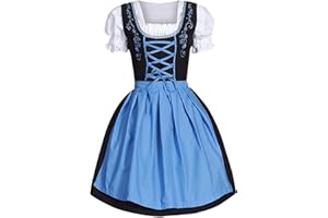 GENERIC Dirndl Damen 3 Teilig - Trachtenkleid Dirndlkleid Trachten Kleid + Dirndlbluse+Schürze Grosse Grössen Dirndel Trachtenmode Dirndl & Dirndl-Sets für Frauen Mädchen Oktoberfest Outfit S-5XL
