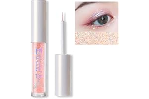 Erinde Eye Liner Liquid Pailleté, Stick à Paupières Métallisées Scintillant, Hautement Pigmenté Et Résistant à l'eau Longue durée, #05 Paillettes Roses