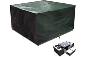 RICHIE Cube Garden Furniture Covers Waterproof, 125x125x71cm Outdoor Patio Rattan Cube Set, Garden Square Table Rattan Sofa Furniture Windproof and Anti-UV