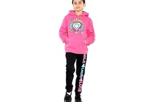 A2Z 4 Kids Girls Tracksuit Smile Laugh Love Print Hooded Pullover Hoodie Bottom Jogging Suit Joggers 2 Piece Gift Age 5-6, 7-8, 9-10, 11-12 & 13 Years