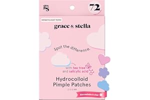 grace & stella Award Winning Pimple Patches Salicylic Acid (Multishape, 72 Count) - Dermatologist Tested Hydrocolloid Spot Patches for Blemish Treatment that Help Protect Acne & Reduce Redness - Vegan