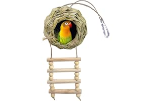 Hanging Bird Nest Ladder, Grass Hand Woven Bird House, Natural Bird Nesting Cage for Patio, Lawn, Garden, Indoor Outdoor Decoration