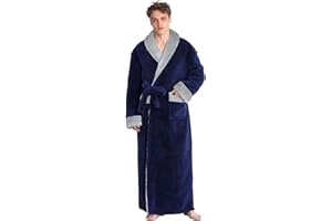 PUTUO Peignoir Robe de Chambre pour Homme: Peignoir Long en Polaire pour l’Hiver - Robe de Chambre Chaude en Pilou-Pilou Doux Idée Cadeau de Noël Anniversaire