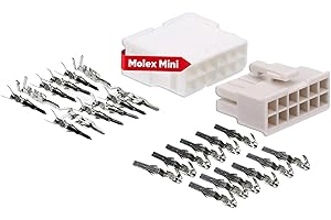 Kalitec KALI-2412 Mini-Fit Jr. Set 12 poli in nylon I Connettore per cavo auto I Tensione 600 V I Corrente nominale 13 A I AWG 24-18 I Mini Spina per Hard Disk, LED e Illuminazione RGB, Misura griglia