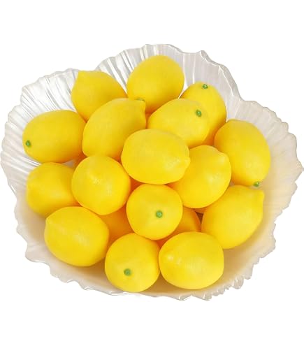 30 Limoni Artificiali Realistici In Schiuma - Gialli Con Foglie, Mini 5.3cm, Per Decorazione Casa E Feste, Oggetti Di Scena