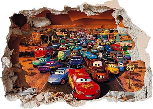 Cars Hole in Wall 2 - Lightning McQueen Art Printed Vinyl Sticker Decal (Small A4)