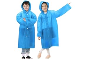 ANYOO Wasserdichte Regenponcho Regencape für Kinder, 2 Stück Regenmäntel Regenjacken mit Kapuze und Lang Ärmeln für Mädchen Jungen Größe 110–150 cm Wandern, Campen, Reisen, Lila