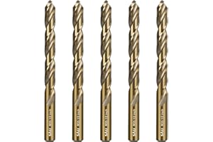 SALI Cobalt Drill Bit Set 5Pcs 13mm M35 High Speed Steel Jobber Drill Bit Kit (HSS) Twist Drill Bits for Hardened Metal, Stainless Steel, Cast Iron, Wood and Plastic, with Index Storage Case